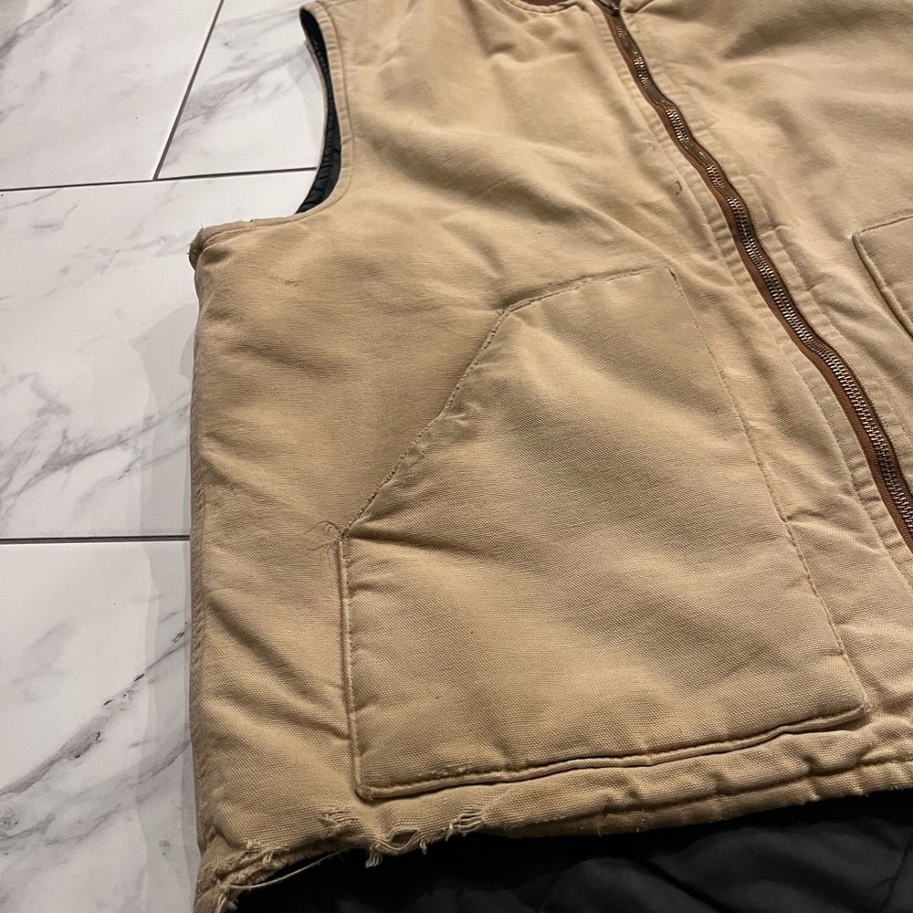 Vintage Carhartt Tan V01 Quilt Lined Canvas 90’s Vest - Picture 6 of 8